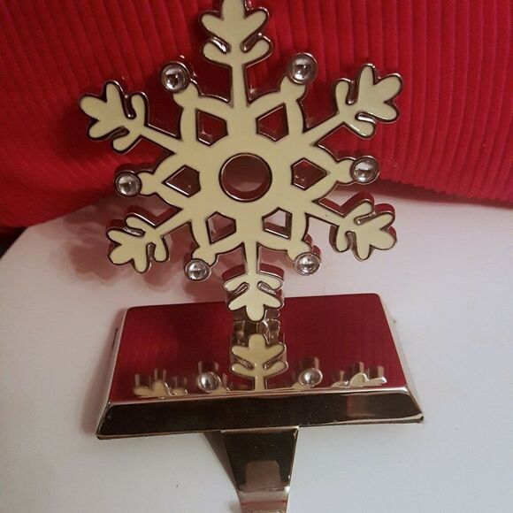 Metal Christmas Stocking Holders 5.5" Snowman Snowflake Lot of 2 New - Picture 3 of 6